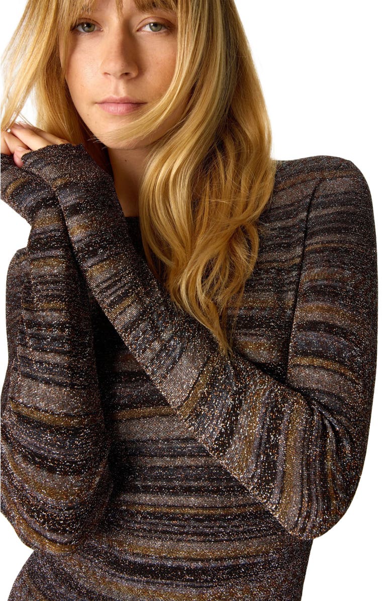 Missoni Striped Viscose Lamé Gown With Slit, Alternate, color, Green& Brown