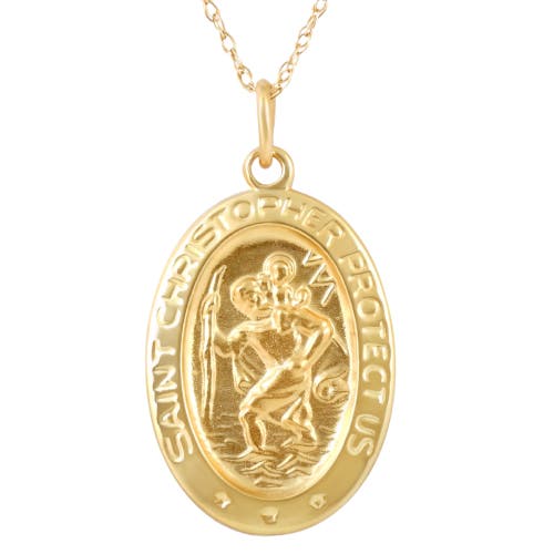 Bliss Diamond 14k Gold St. Christopher Medal Pendant .5" Tall 1.5 Grams In Yellow Gold