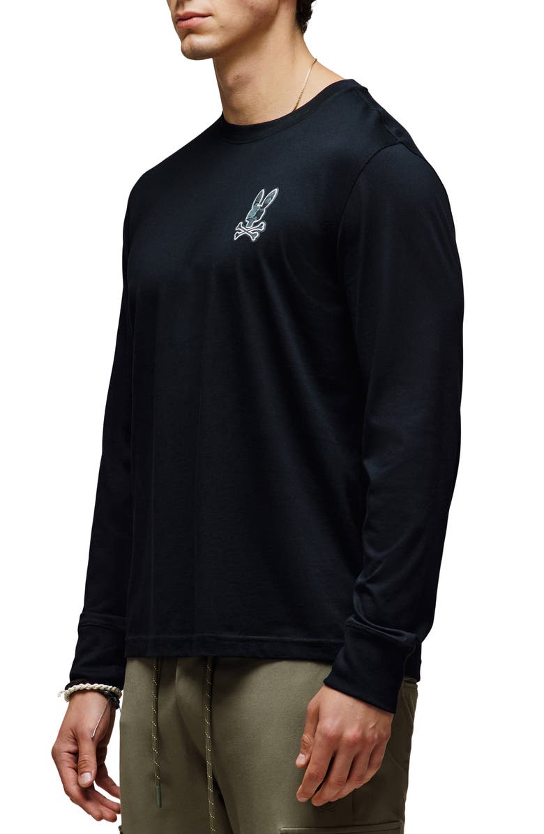 Psycho Bunny Rowen Long Sleeve Floral Bunny Embroidered Pima Cotton T-Shirt, Alternate, color, 