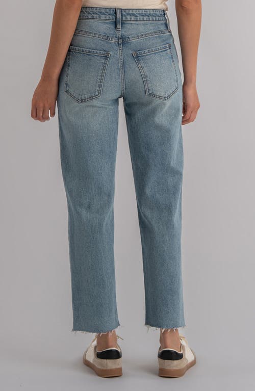 Kut From The Kloth Fay Embellished Raw Hem High Waist Ankle Straight Leg Jeans In Blue