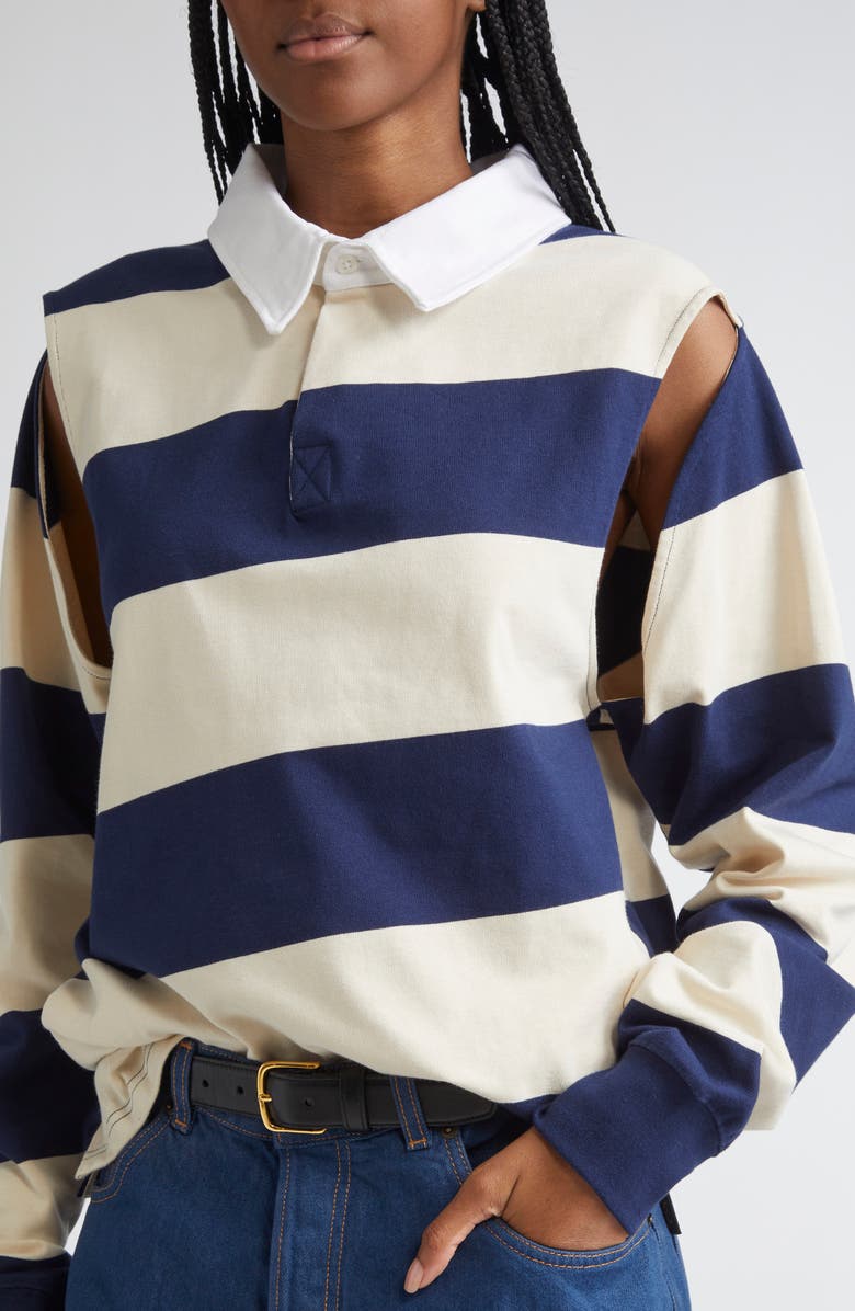 K.NGSLEY Gender Inclusive Pegasus Polo, Alternate, color, Off-White/ Navy