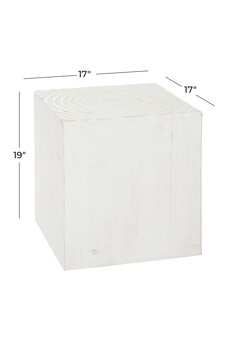 White Wood Intricately Carved Accent Table, Alternate, color, WHITE