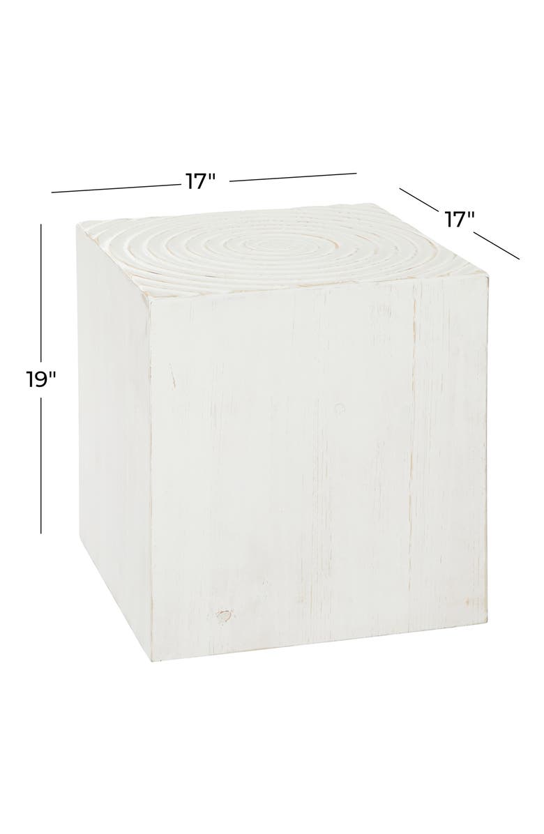GINGER BIRCH STUDIO White Wood Intricately Carved Accent Table, Alternate, color, 