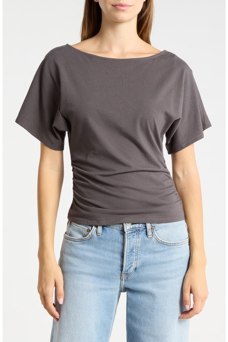 Ruched Dolman Sleeve Top, Main, color, CHARCOAL