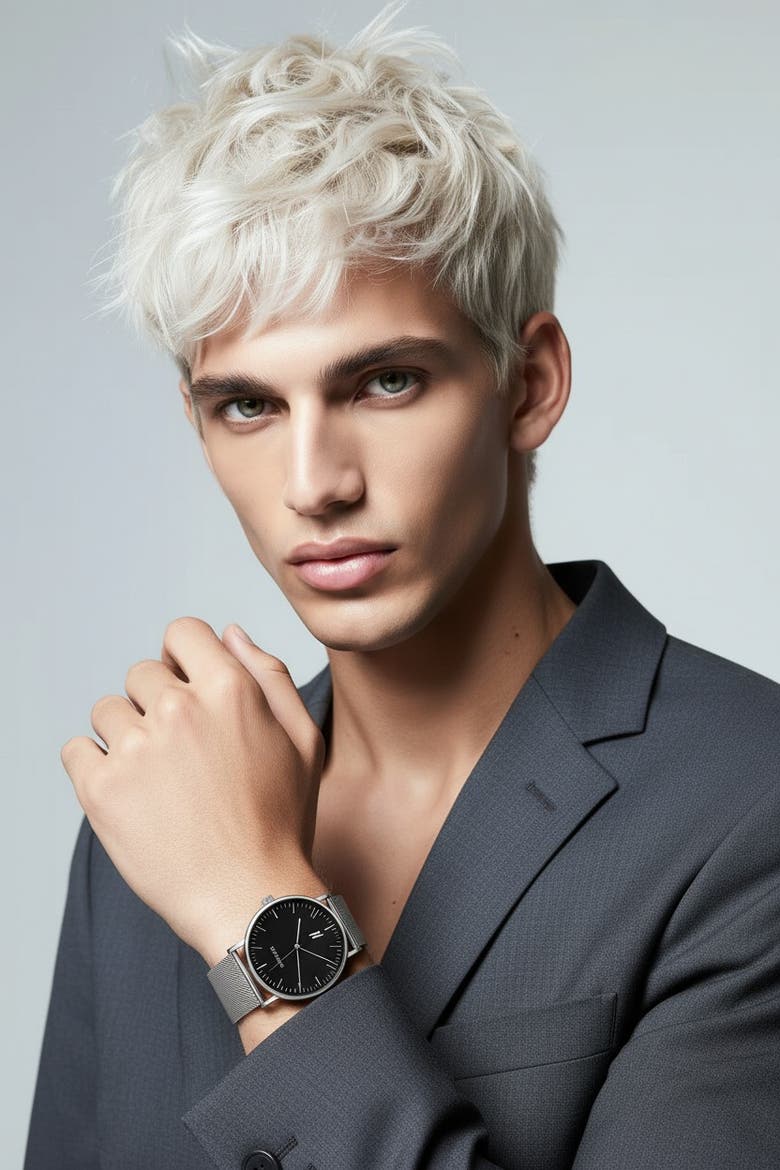 Advance Night Cap Mesh Bracelet Watch, 40MM, Alternate, color, Hushed Silver/Obsidian Black