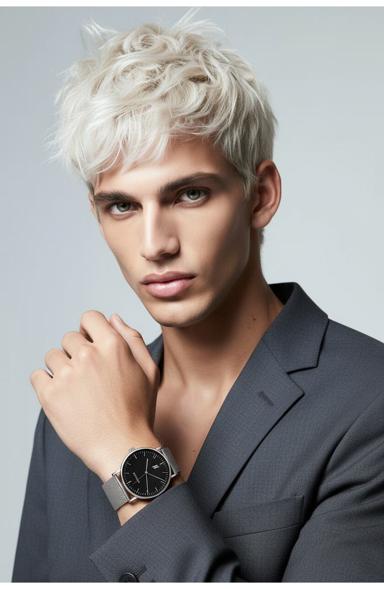 NCMPRBL Advance Night Cap Mesh Strap Watch, 40MM, Alternate, color, Silver/Black