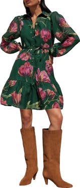 Friends Like These Floral Print Long Sleeve Shirtdress