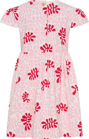 Kids' Sweet Coral Stretch Cotton Blend Dress