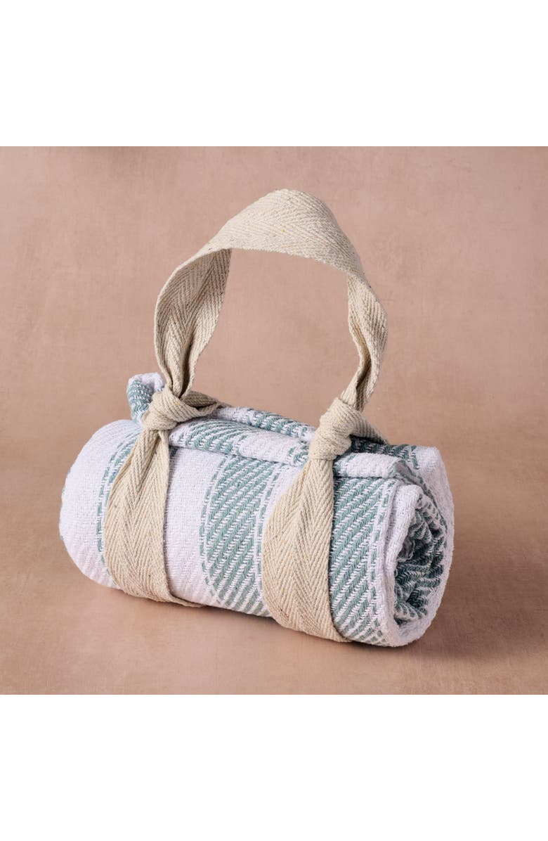 Ten Thousand Villages Garmee Upcycled Cotton Beach Blanket, Alternate, color, Teal