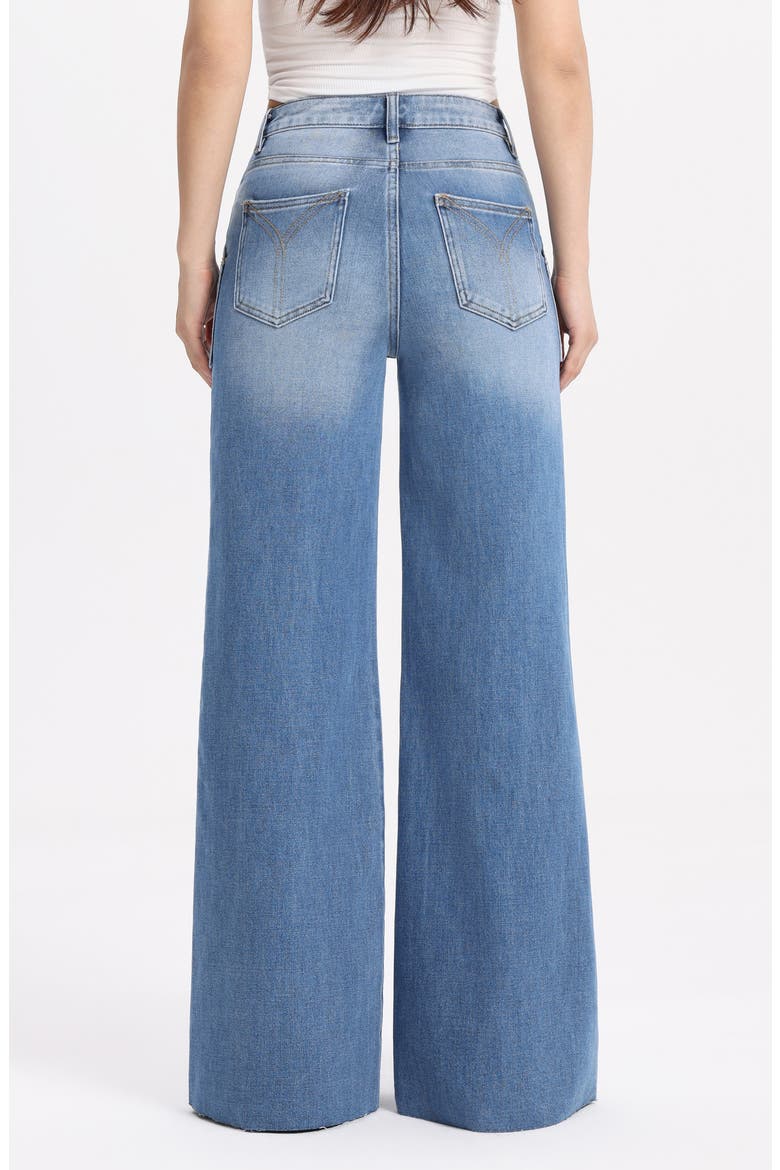 Raw Hem High Waist Super Wide Leg Utility Jeans, Alternate, color, LUMINA
