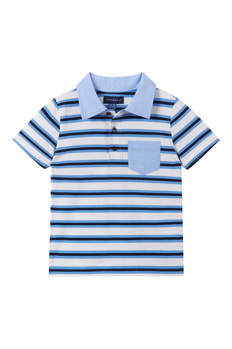 Kids' Polo Shirt & Shorts Set, Alternate, color, WHITE/BLUE MULTI