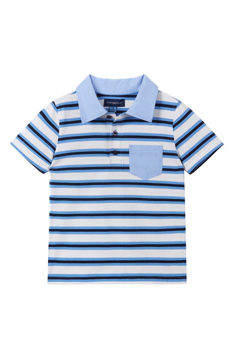 Andy & Evan Kids' Polo Shirt & Shorts Set, Alternate, color, White/Blue Multi
