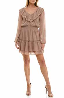 Socialite Long Sleeve Tiered Ruffle Minidress