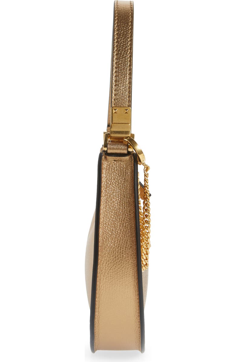 Valentino Garavani Mini VLOGO Metallic Leather Hobo, Alternate, color,