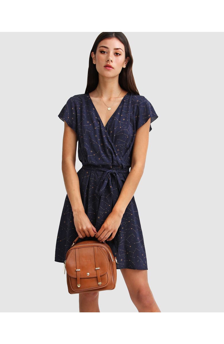 Belle & Bloom I'm The Star Wrap Dress, Alternate, color, Navy