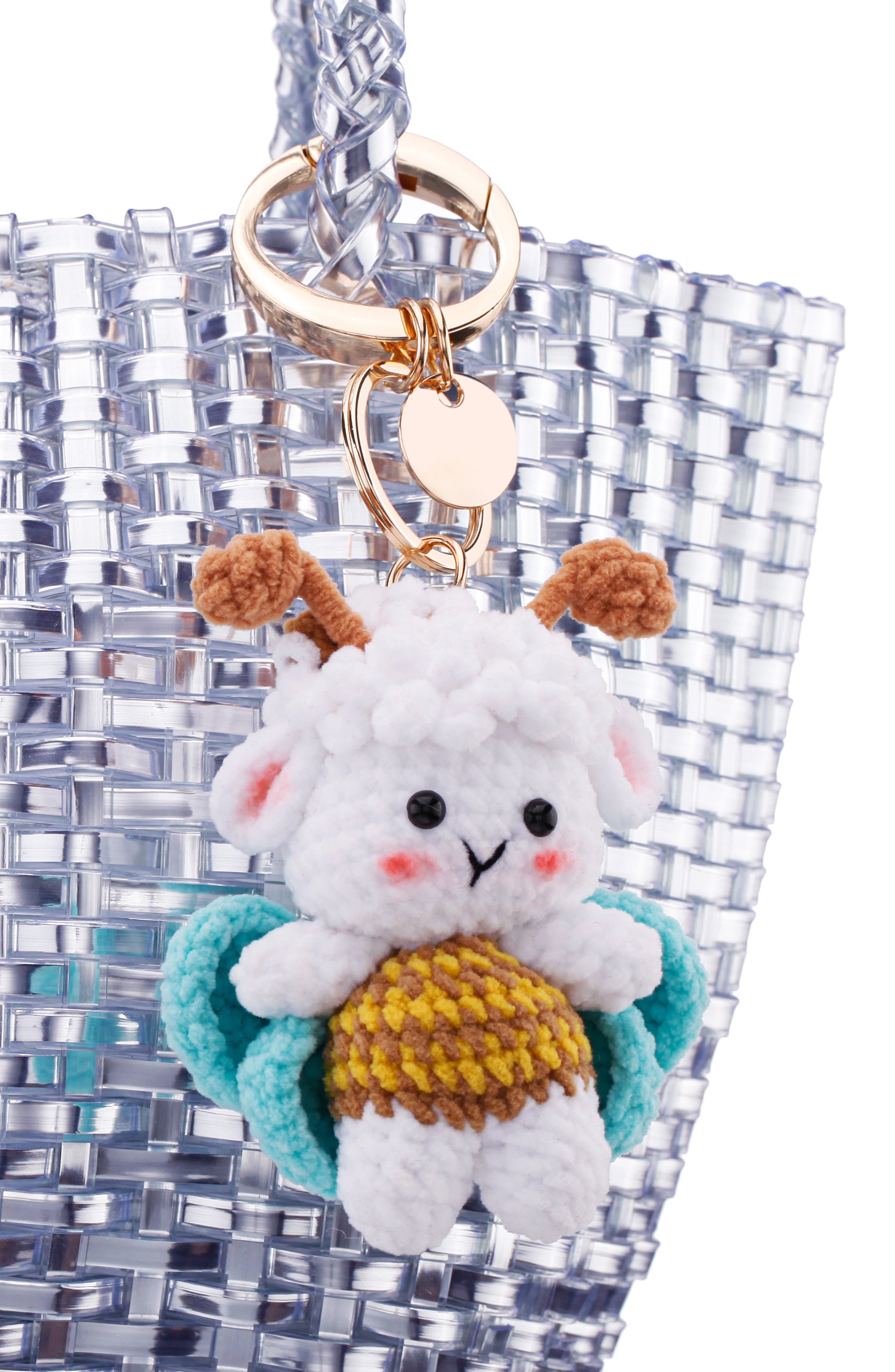 Nina Lamb Bag Charm, Alternate, color, White