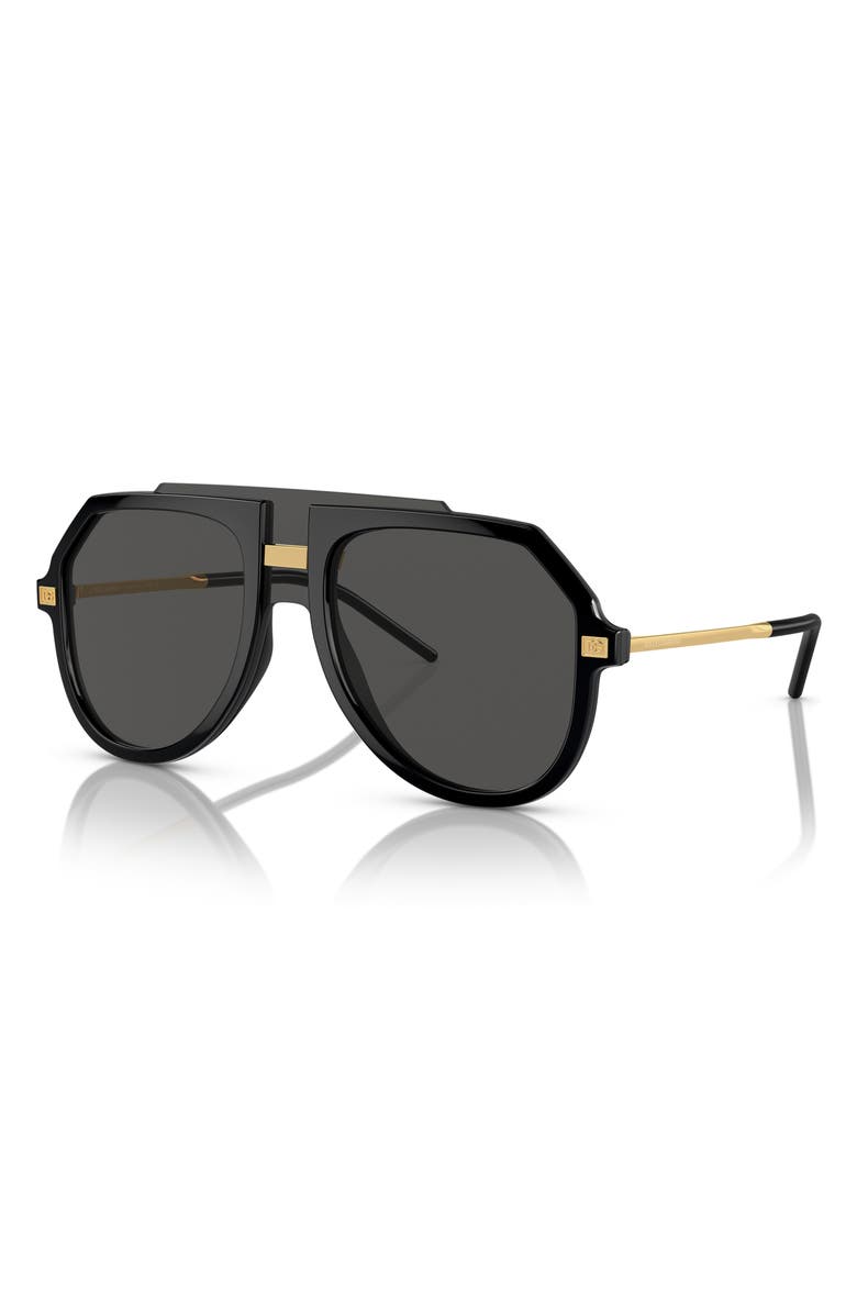 Dolce&Gabbana 50mm Pilot Sunglasses, Alternate, color, Black
