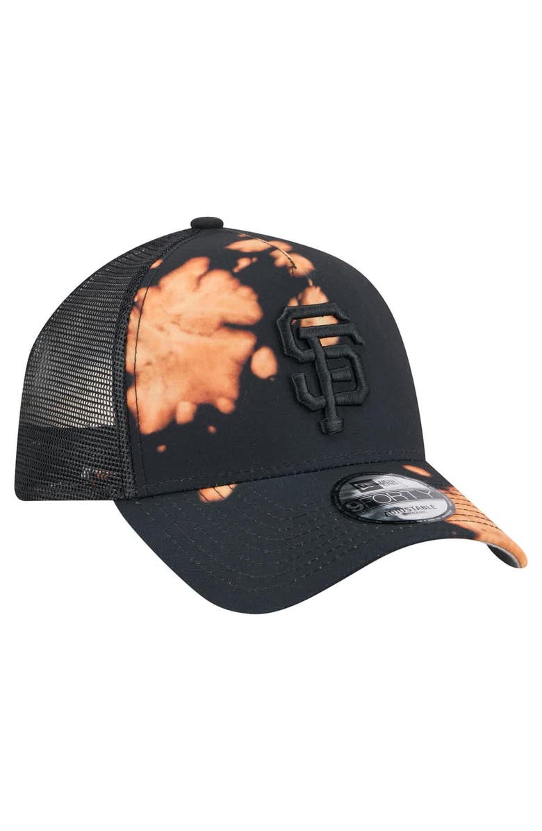 New Era Men's New Era Black San Francisco Giants Bleached A-Frame 9FORTY Adjustable Hat, Alternate, color, Black