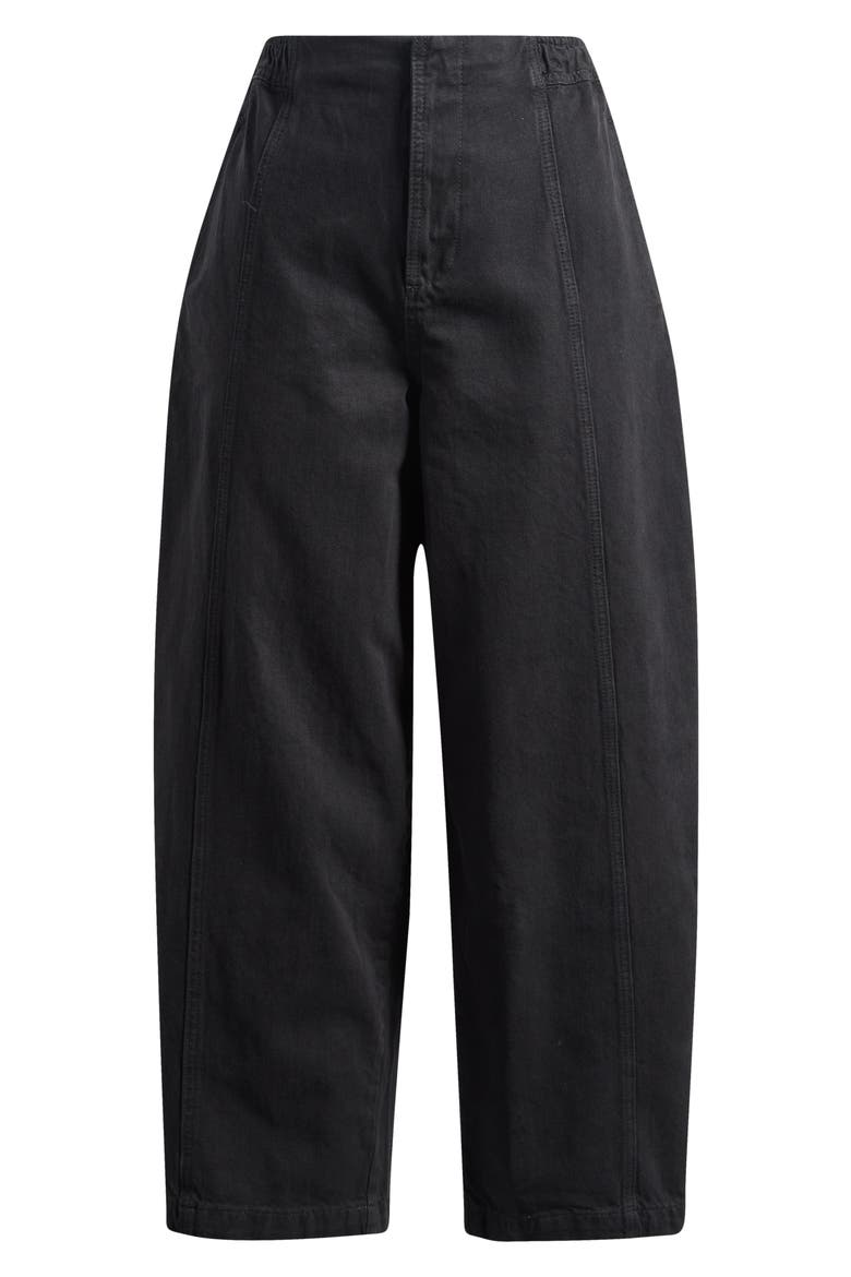 Balloon Cotton Twill Pants, Alternate, color, BLACK