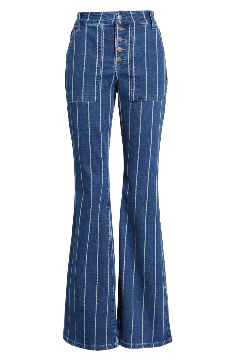 Tinsel Stripe High Waist Flare Jeans, Alternate, color,