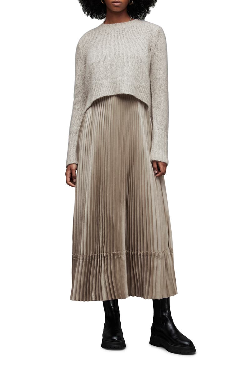 Silvi Two-Piece Sweater & Slipdress, Main, color, GREY/ CHAMPAGNE