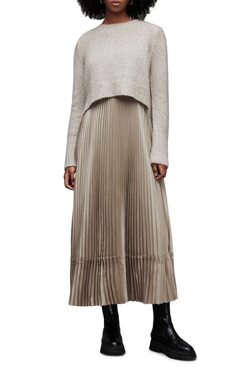AllSaints Silvi Two-Piece Sweater & Slipdress, Main, color,