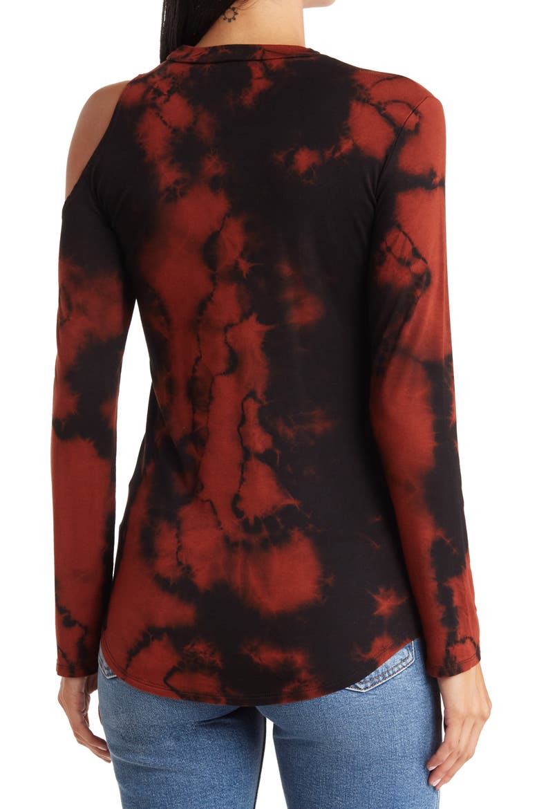 Tie Dye Shoulder Cutout Top, Alternate, color, BLACK