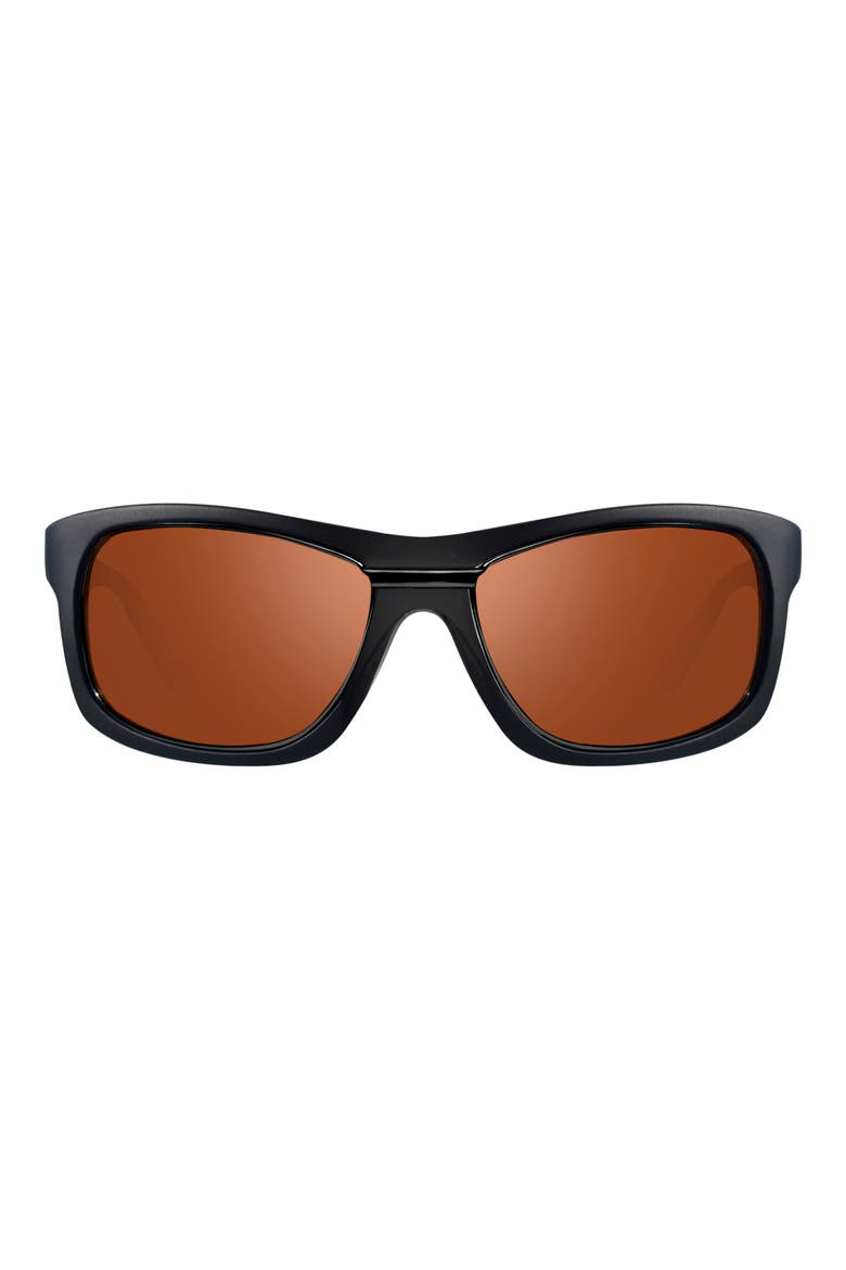 Genesis 57mm Polarized Rectangular Sunglasses, Main, color, MATTE BLACK