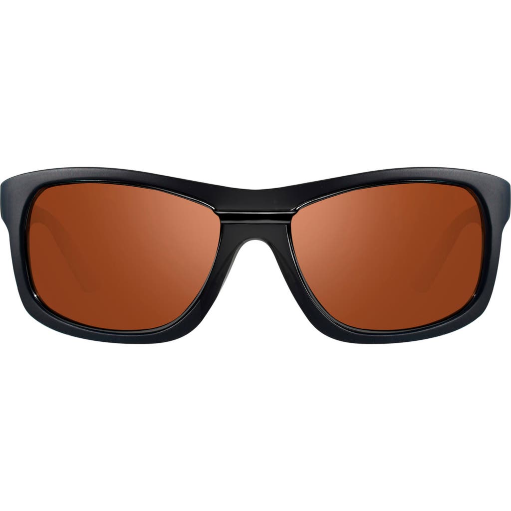 Revo Genesis 57mm Polarized Rectangular Sunglasses In Matte Black