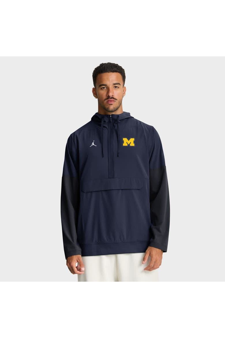 Men's Nike Navy Michigan Wolverines Anorak Half-Zip Hoodie Jacket, Alternate, color, Navy