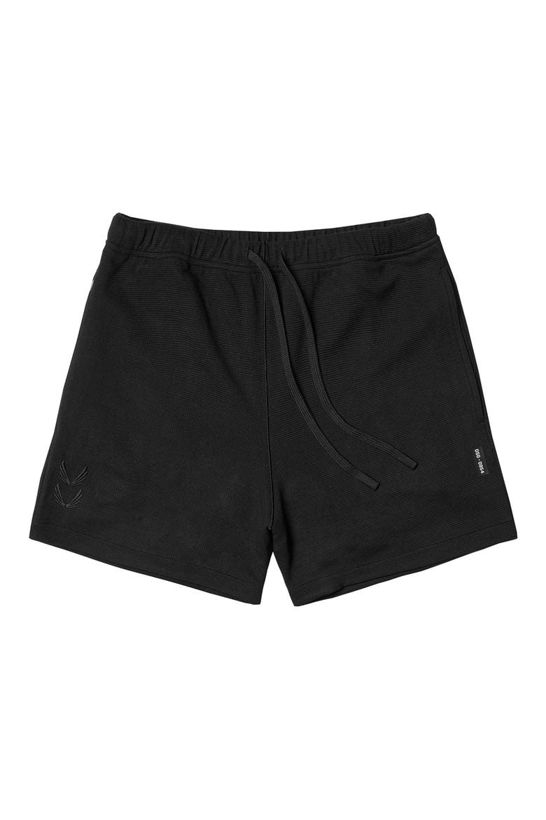 Waffle Knit Sweat Shorts, Main, color, BLACK