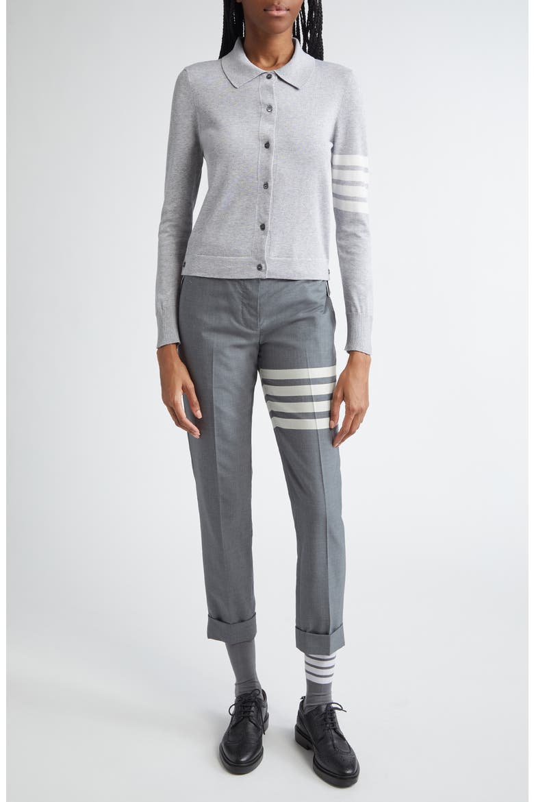 4-Bar Jersey Stitch Cardigan, Alternate, color, LIGHT GREY