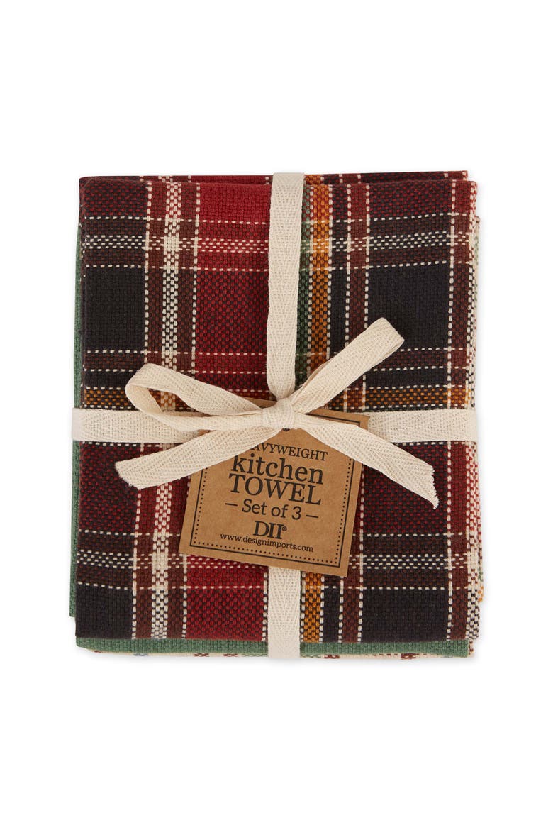 Heavyweight Essentials Dishtowel Set of 3, Alternate, color, Multi-Color Plaids