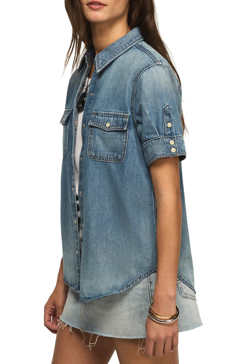 Lucky Brand Short Sleeve Denim Western Shirt, Alternate, color, Glammed Up Wash