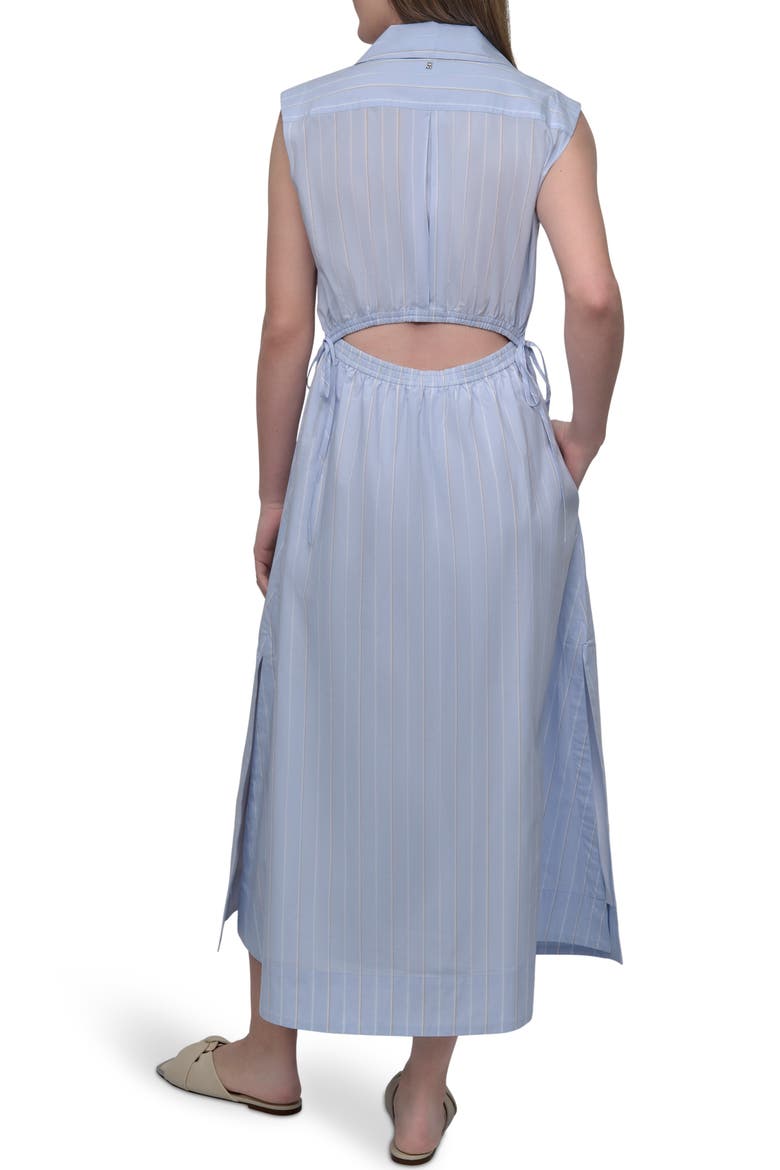 Cutout Back Cotton Poplin Maxi Dress, Alternate, color, BALDWIN STRIPE/ FROST BLUE