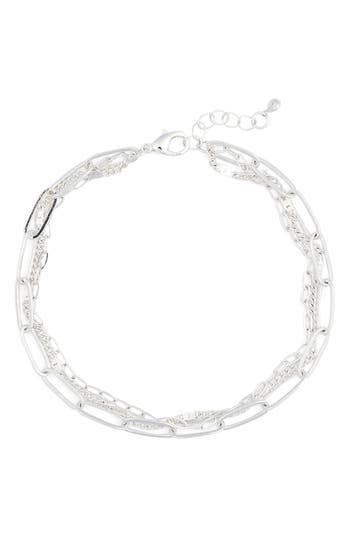 Nordstrom Rack Layered Chain Anklet In Silver