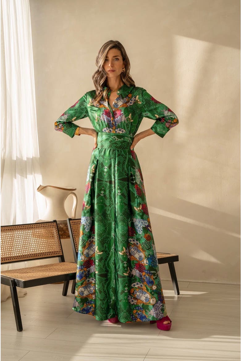 Belted Maxi Shirt Dress - "Talisman", Alternate, color, Talisman
