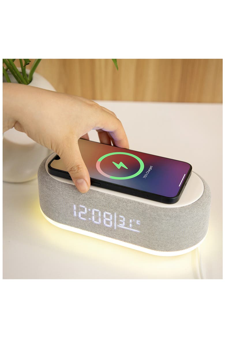 Wireless Speaker Alarm Clock, Alternate, color, GRAY
