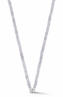 Rhodium Plated Beaded Oval Necklace