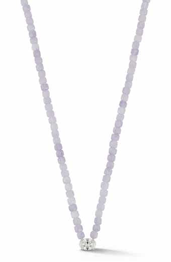 Rhodium Plated Beaded Oval Necklace