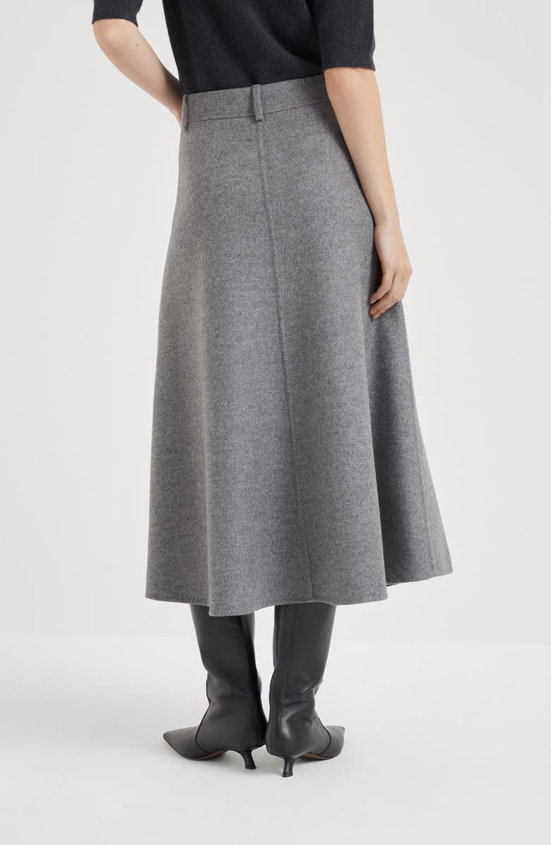 Brunello Cucinelli Virgin wool double cloth flute skirt, Alternate, color, 