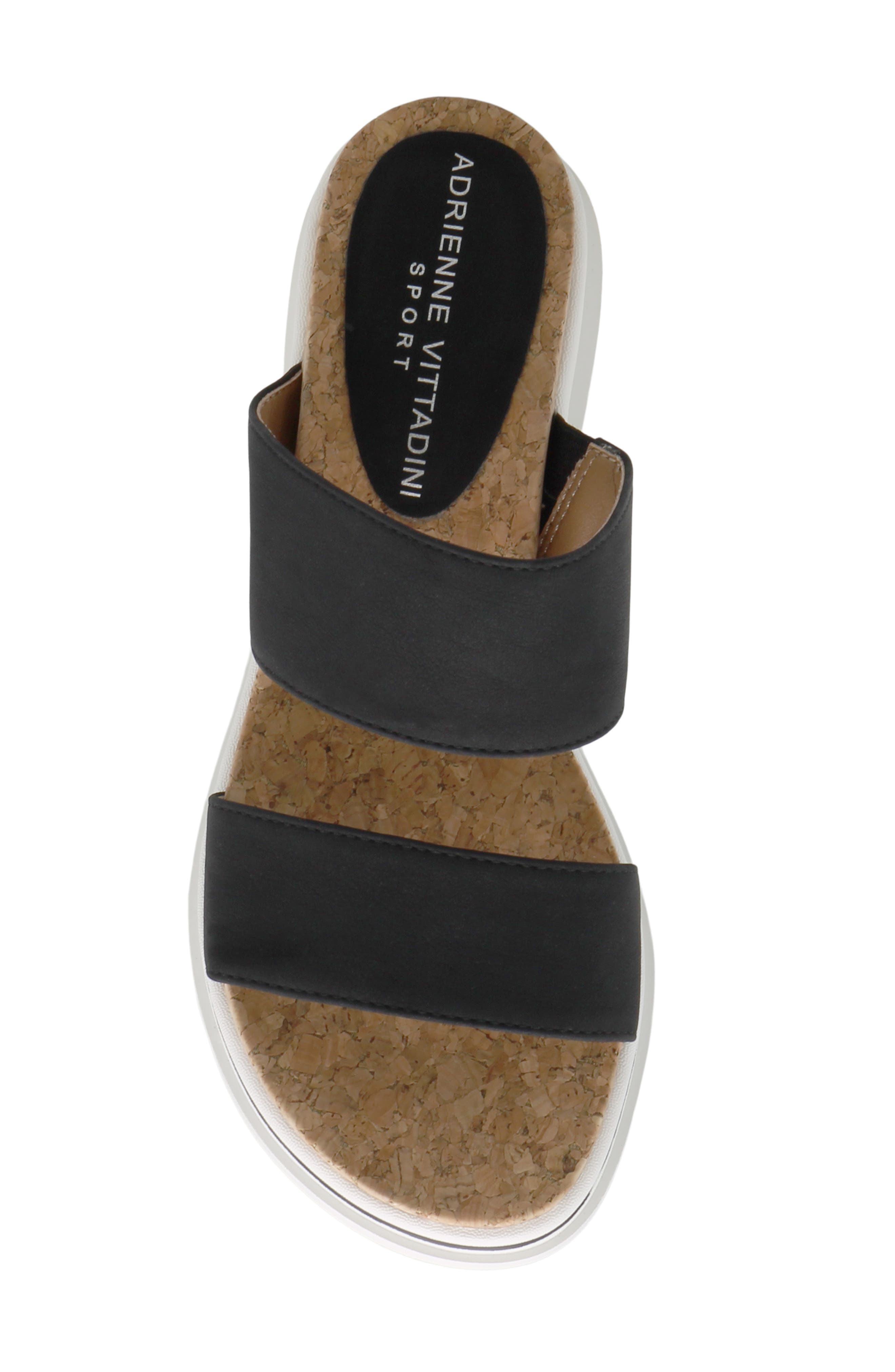 Adrienne Vittadini Cara 3 Wedge Slide Sandal, Alternate, color, Black Mesh