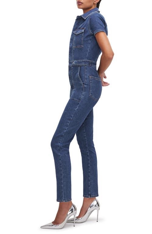 Good American Fit For Success Denim Jumpsuit In Indigo594
