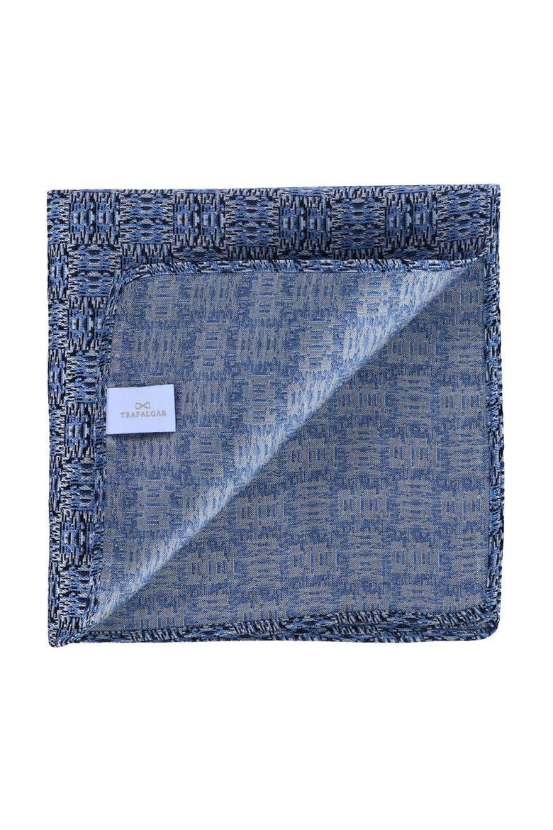 Benito's Blue Basketweave Patterned Silk Pocket Square, Alternate, color, Light Blue