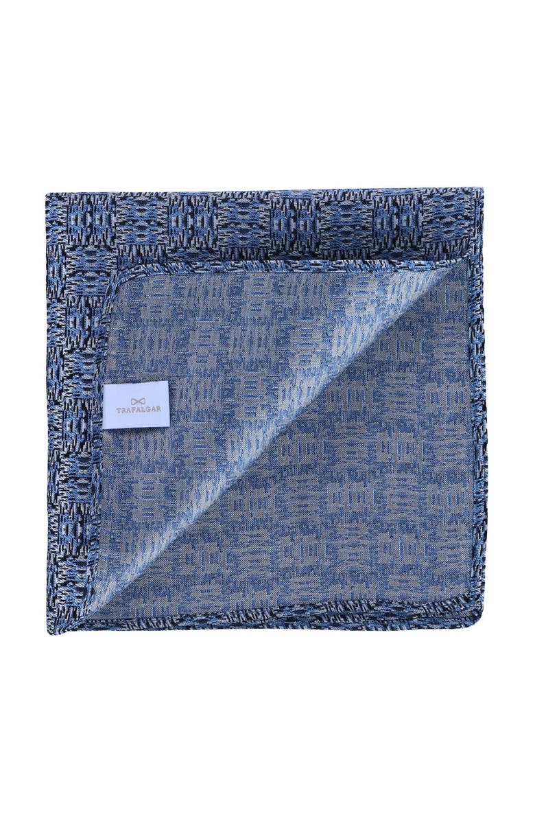 Trafalgar Benito's Blue Basketweave Patterned Silk Pocket Square, Alternate, color, Light Blue