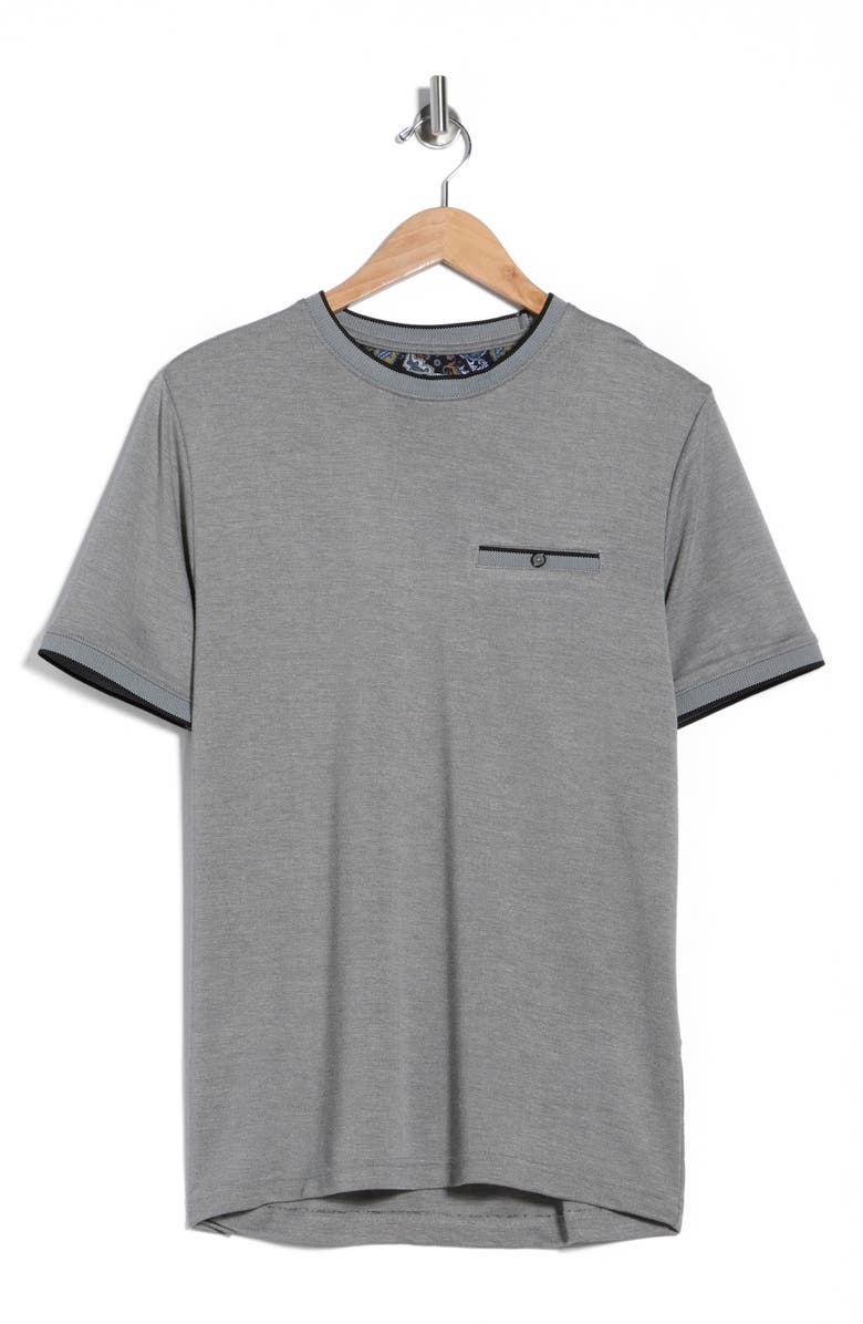 DENIM AND FLOWER Tipped Pocket T-Shirt, Main, color, Grey