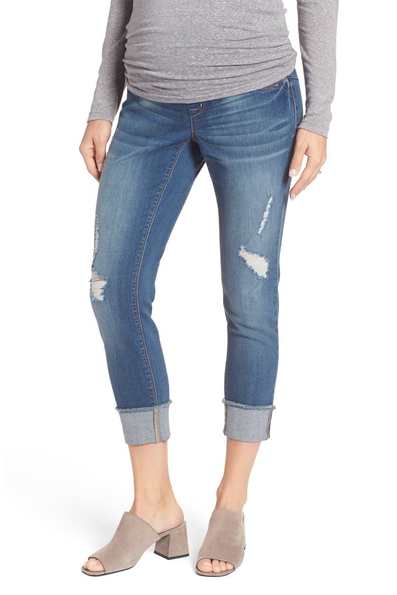 Distressed Maternity Crop Jeans, Main, color, IRENE