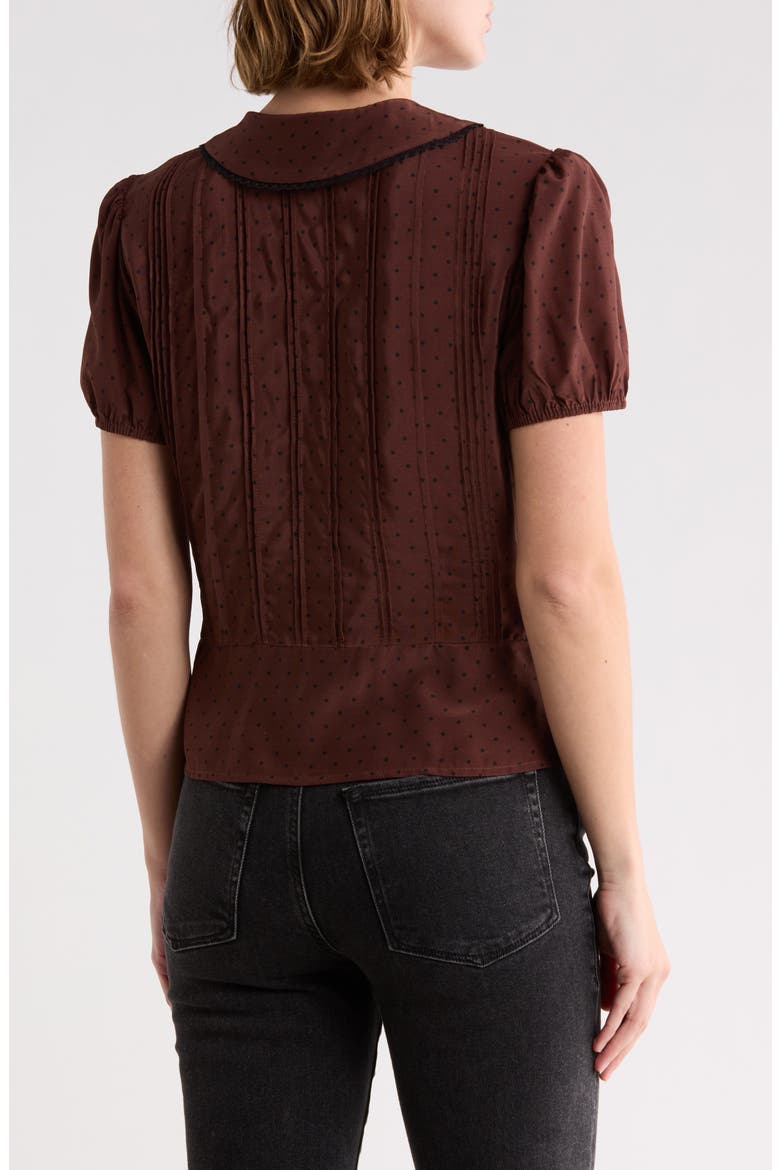 Puff Sleeve Pintuck Top, Alternate, color, BROWN POLKA DOT