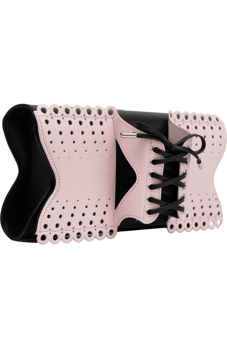 PERRIN PARIS Le Corset Perforé Clutch, Alternate, color, Puff Pink / Black