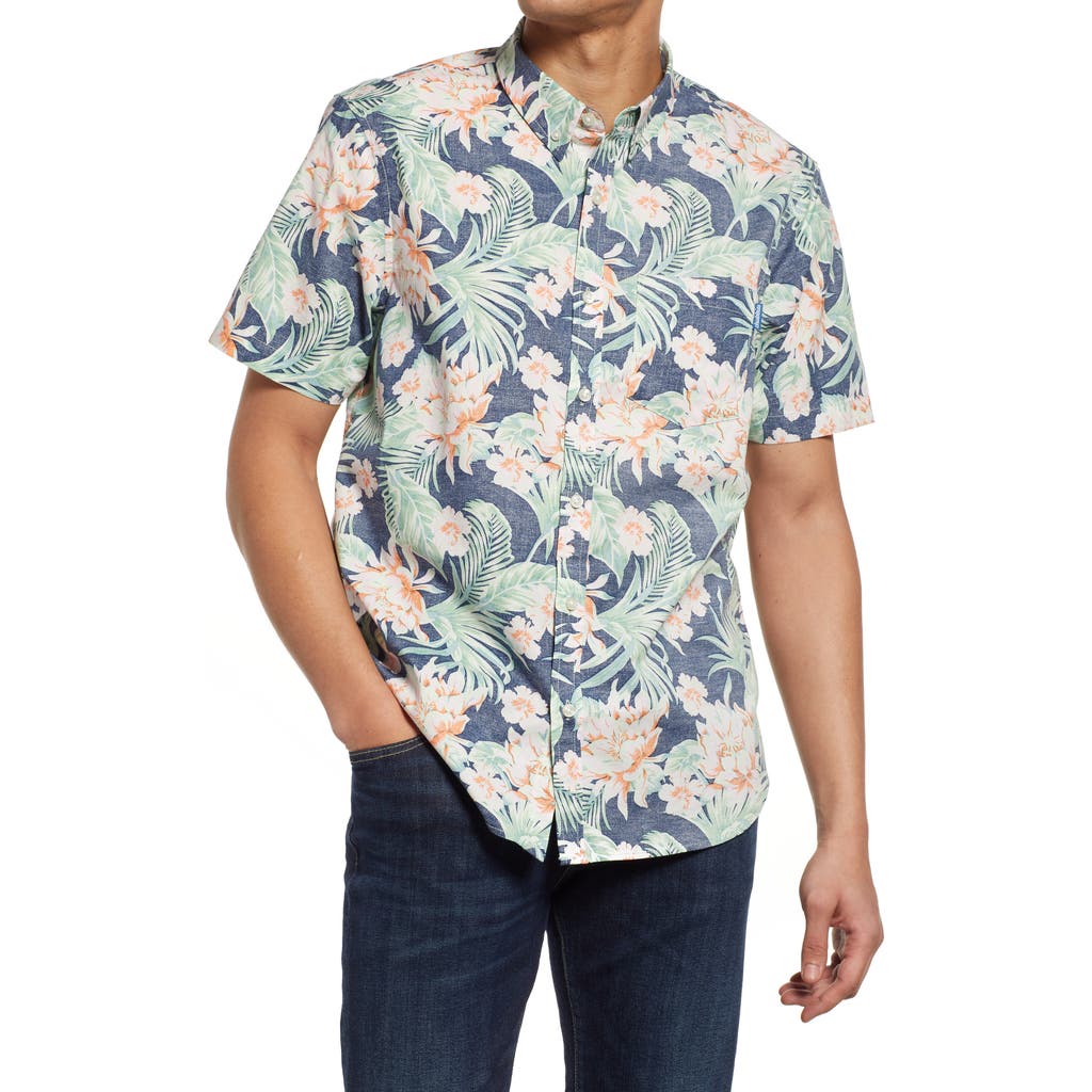Chubbies The Resort Wear Floral Short Sleeve Button-down Shirt In Navy